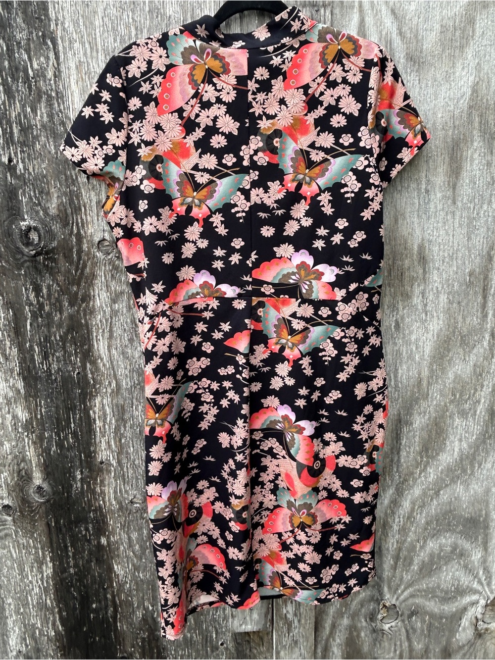 Anna Scholz for Sheego Butterfly Floral Dress Women 16 Black Pink Y2K Art Girl - Picture 4 of 10